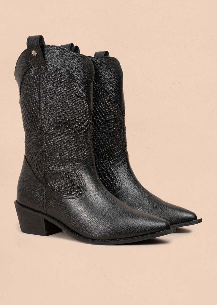 BOTAS TEXANAS CUERO ✨ NEGRO
