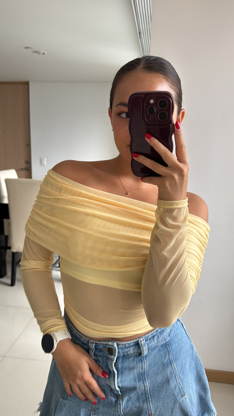 Nuevo Mesh top amarillo pastel 💛✨ butter yellow