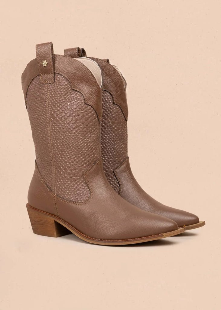 BOTAS TEXANAS CUERO ✨ CAFE 🤎