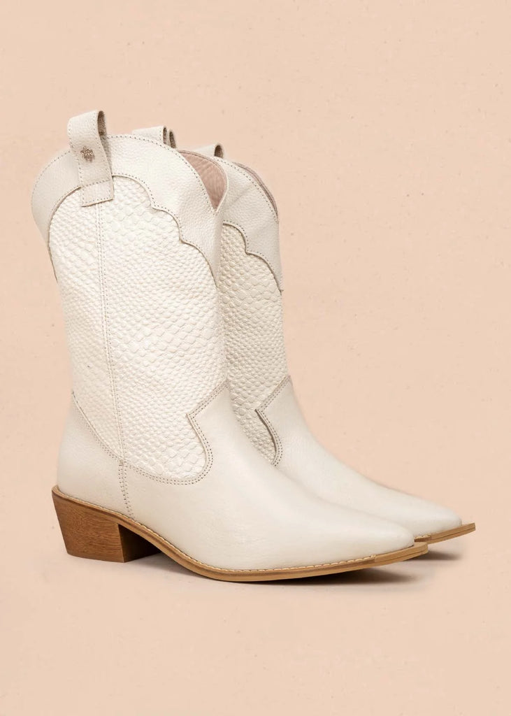BOTAS TEXANAS CUERO ✨ BLANCO 🤍